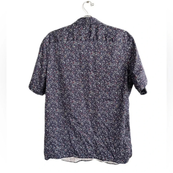 Tahari Stretch Short Sleeve Button Down Navy Patterned Shirt Men’s Large - Picture 2 of 10